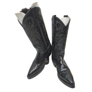Dan Post Mens Lizard Skin‎ Western Cowboy Boots Black Green DPP3659 J Size 8.5 D